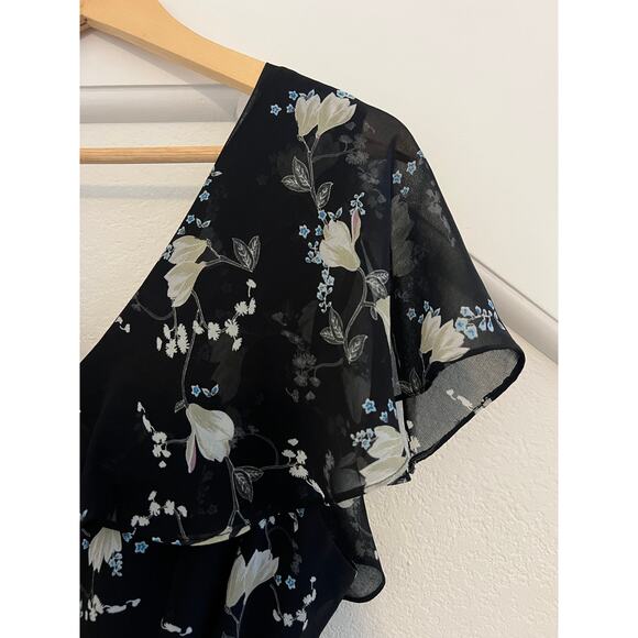 City Chic Floral V-Neck Midi Dress Womens 18 Whimsigoth Fairy Cottagecore Black - Picture 13 of 16